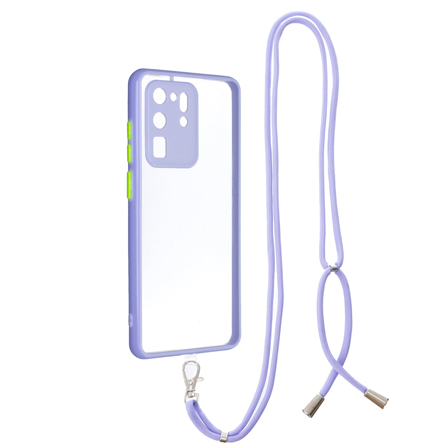 Transparent TPU + Acrylic Combo Back Phone Cover Shell with Lanyard for Samsung Galaxy S20 Ultra 4G/5G - Purple Transparent TPU + Acrylic Combo Back Phone Cover Shell with Lanyard for Samsung Galaxy S20 Ultra 4G/5G - Purple